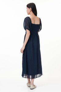 Min Padded Swiss Dot Sleeved Dress