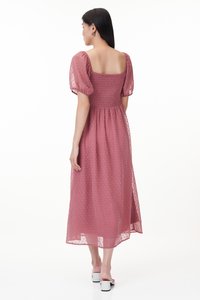 Min Padded Swiss Dot Sleeved Dress