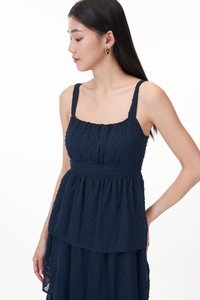 Min Padded Swiss Dot Tiered Dress