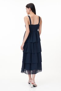 Min Padded Swiss Dot Tiered Dress
