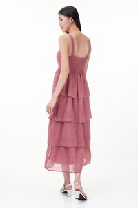 Min Padded Swiss Dot Tiered Dress