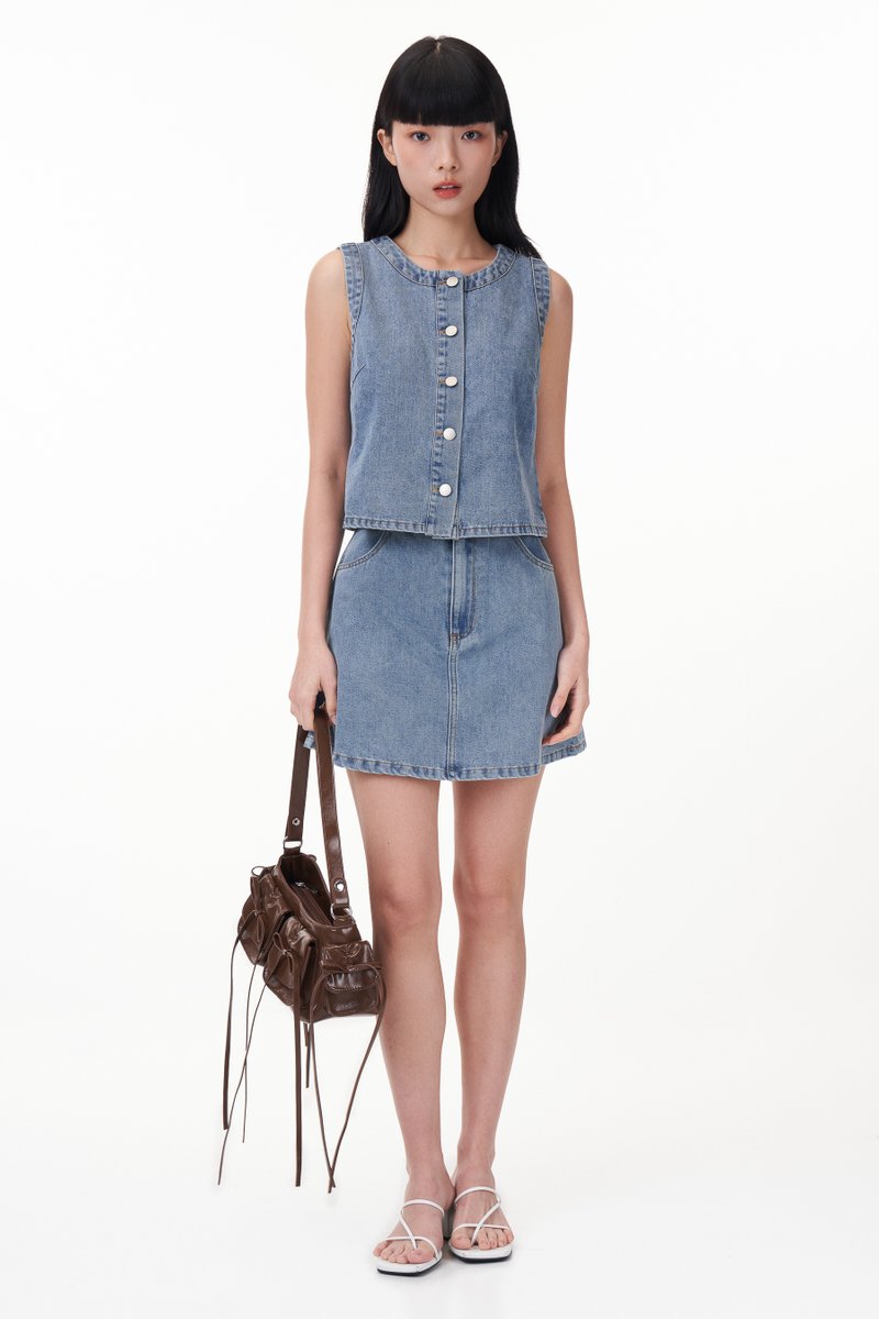 Carline Denim Button Top