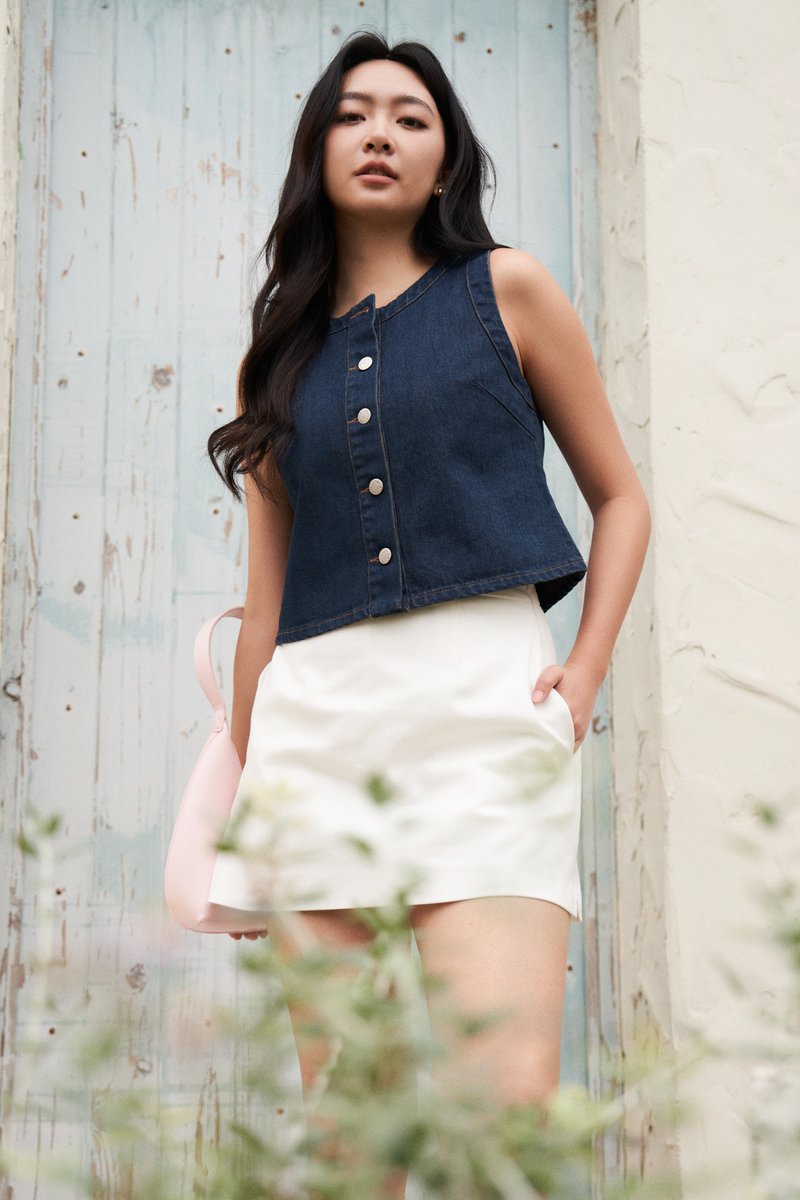 Carline Denim Button Top