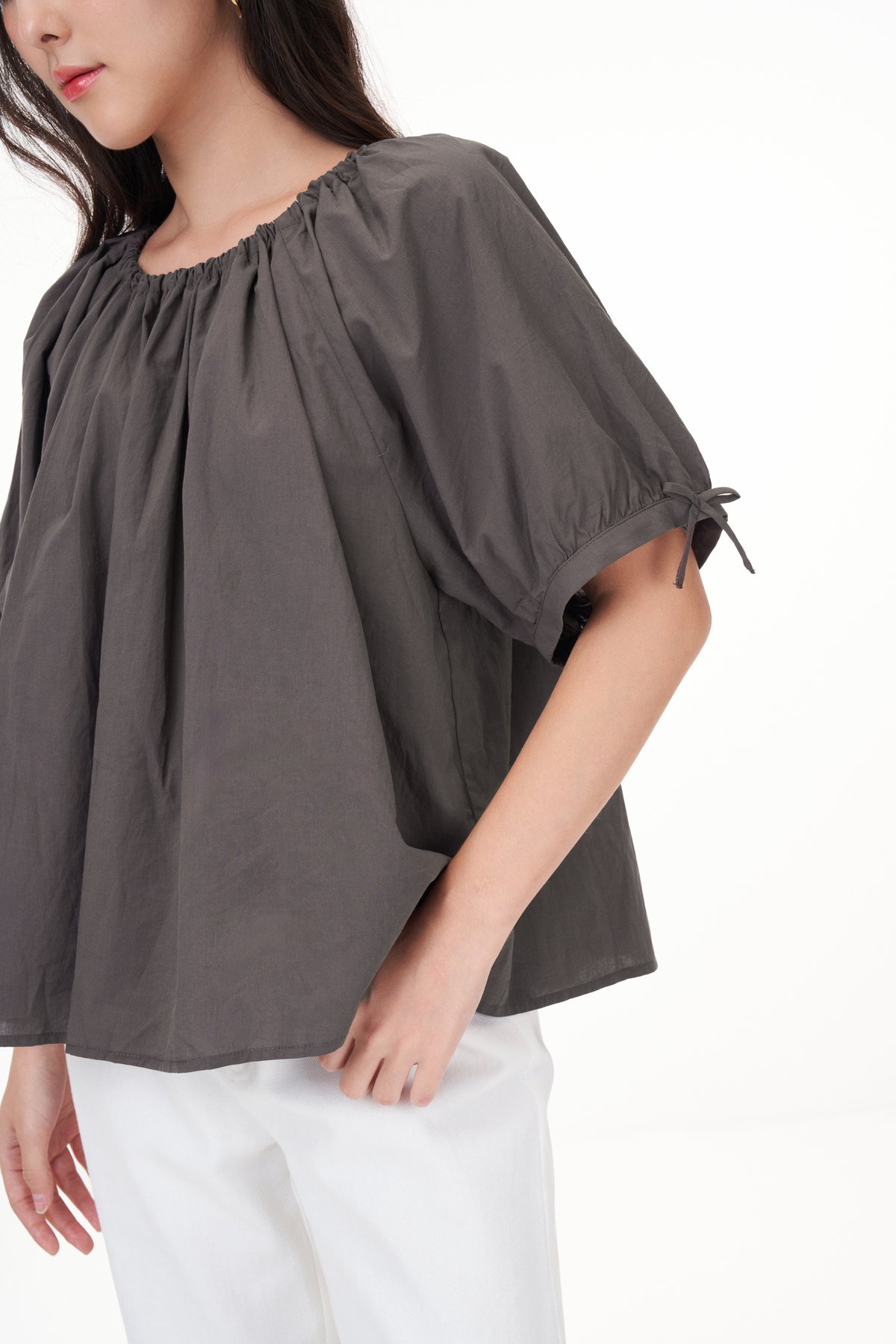 Carlin Cotton Blouse in Charcoal