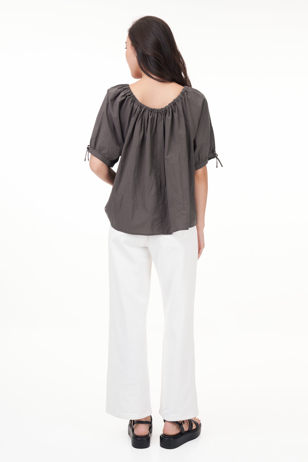Carlin Cotton Blouse in Charcoal