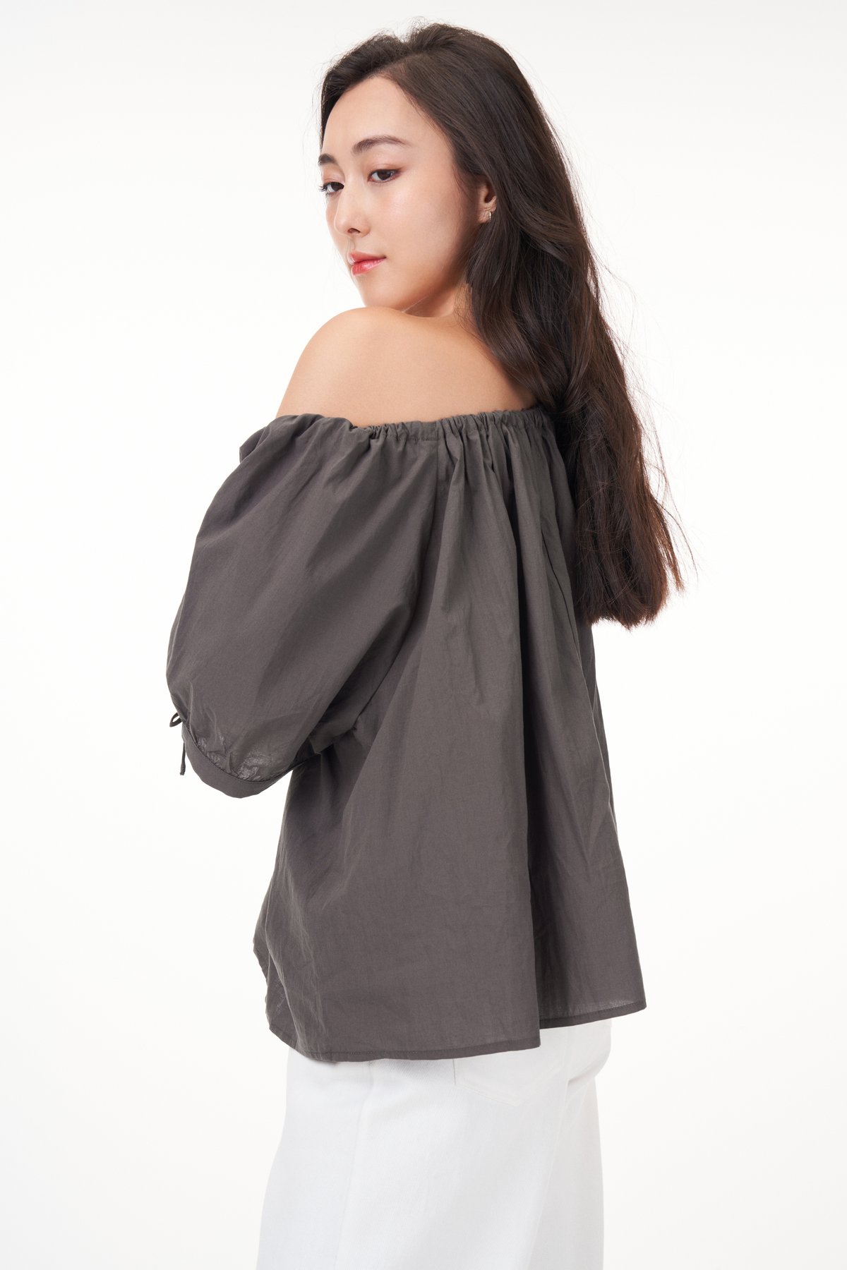 Carlin Cotton Blouse in Charcoal