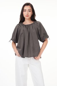 Carlin Cotton Blouse in Charcoal