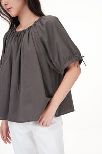 Carlin Cotton Blouse in Charcoal