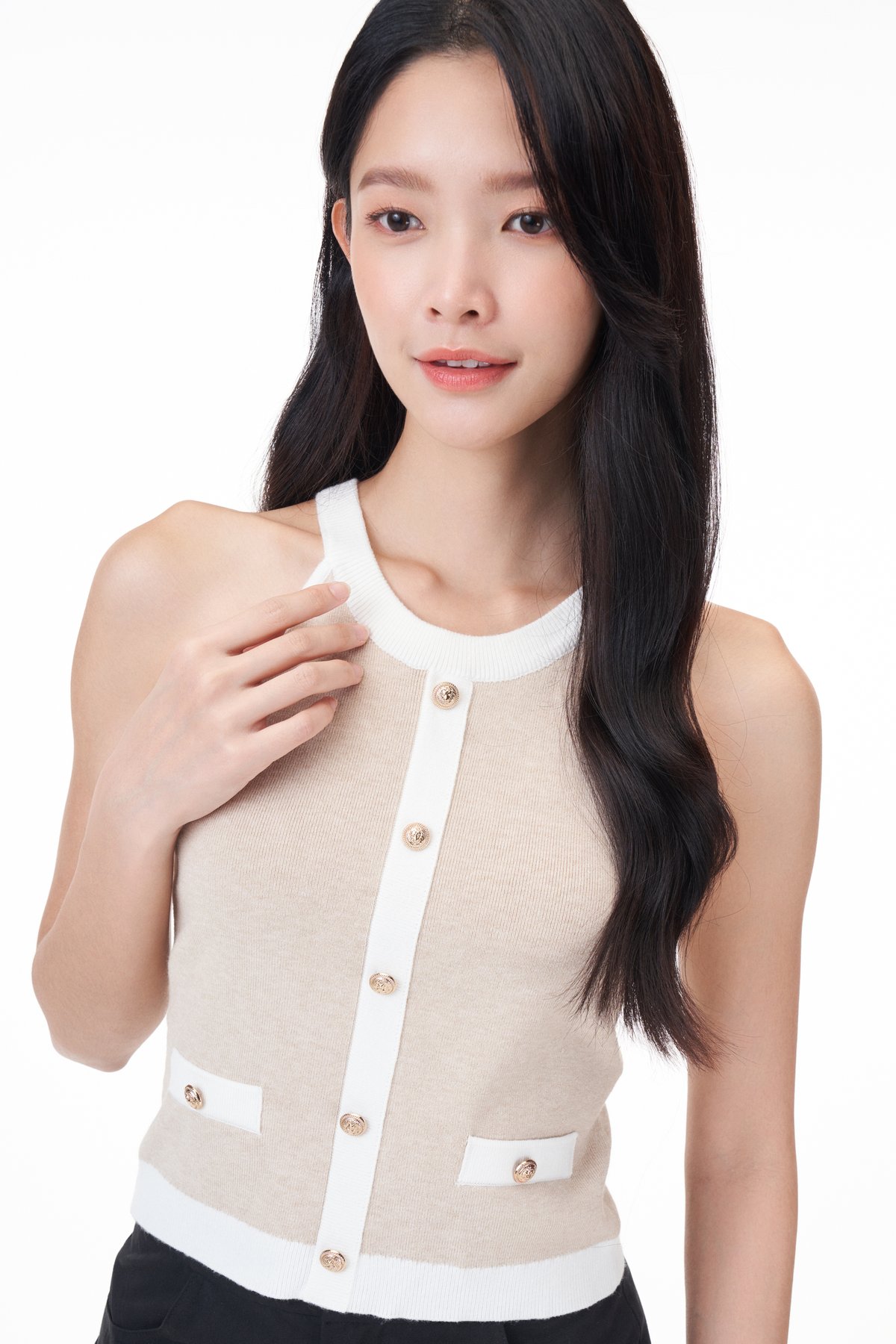 Evah Colourblock Halter Knit Top