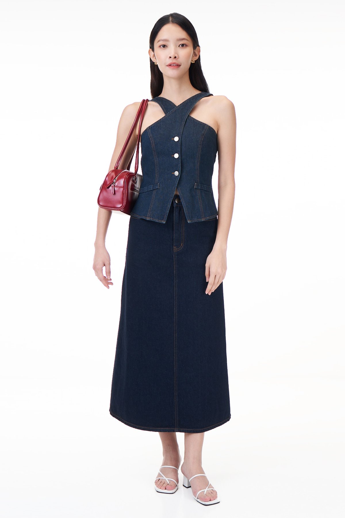 Rey Button Denim Skirt