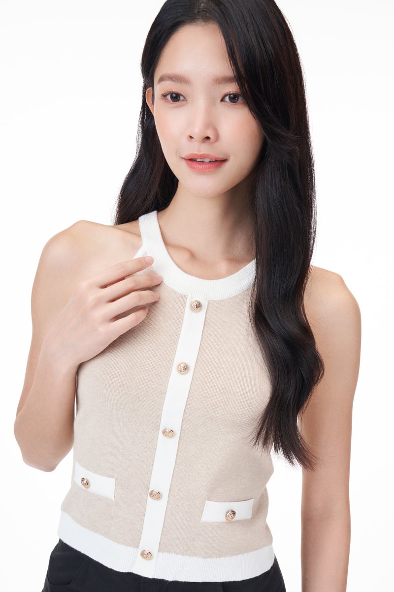 Evah Colourblock Halter Knit Top