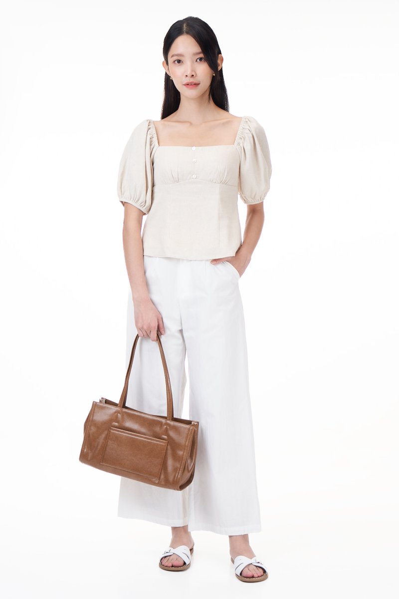 Leah Padded Linen Top