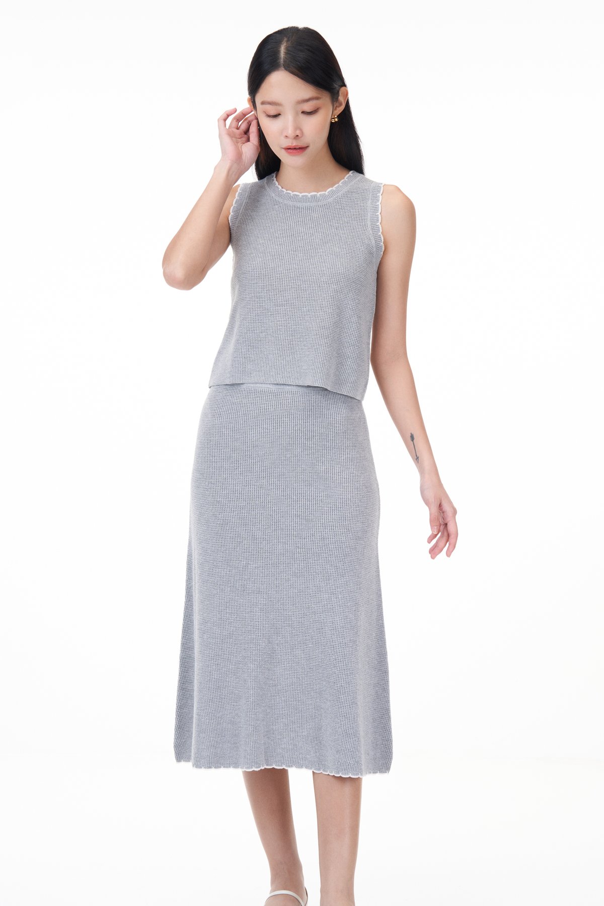 Zoe Scallop Trim Knit Skirt