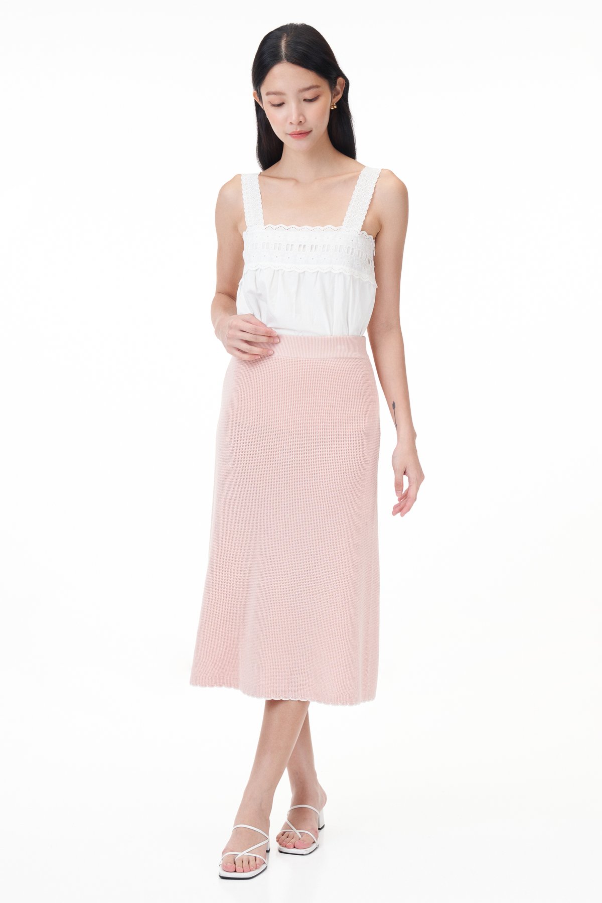 Zoe Scallop Trim Knit Skirt