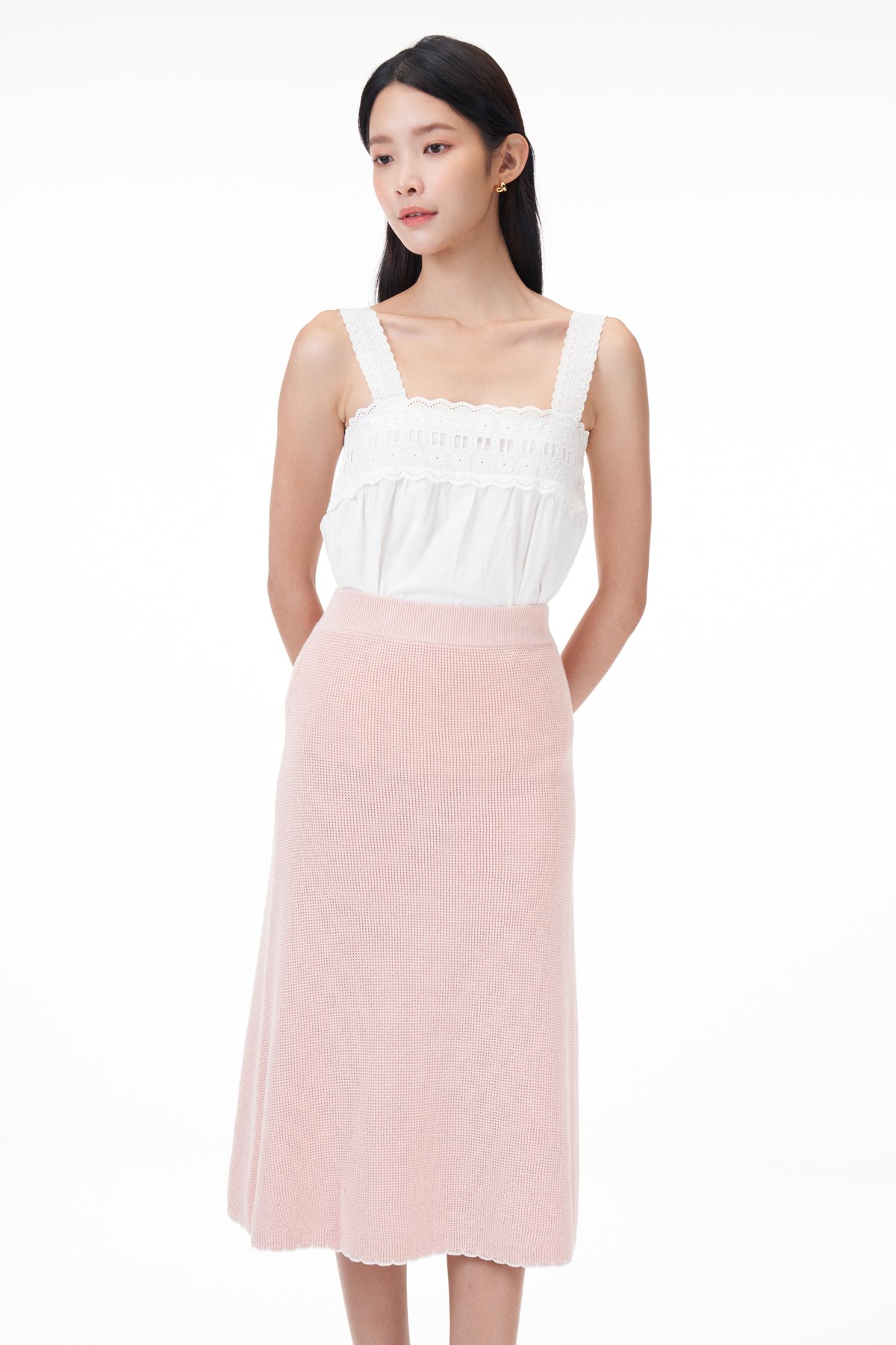 Zoe Scallop Trim Knit Skirt