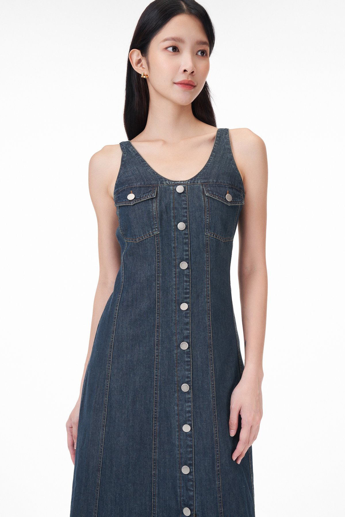 Anslie Button Denim Dress