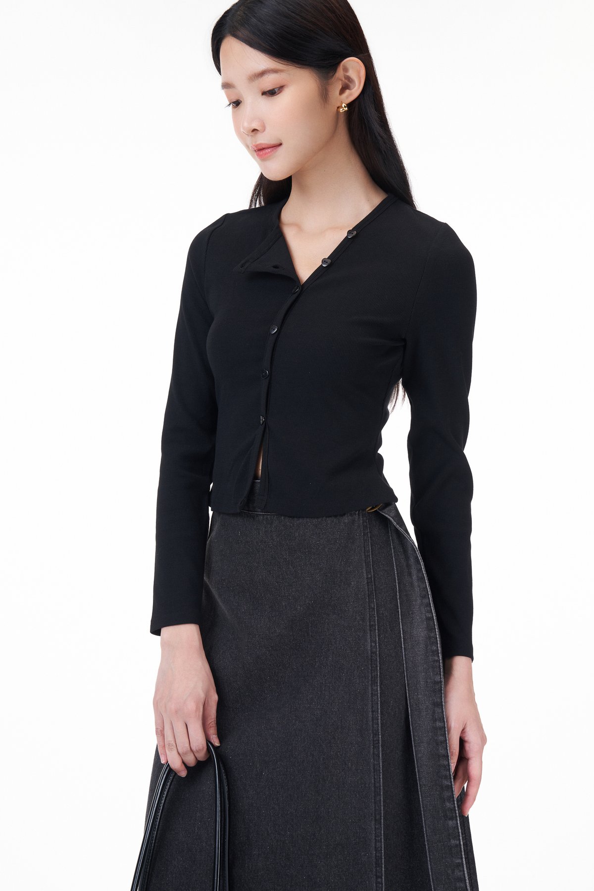 Bren Asymmetrical Button Top