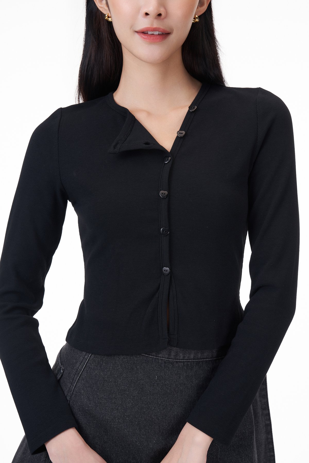 Bren Asymmetrical Button Top