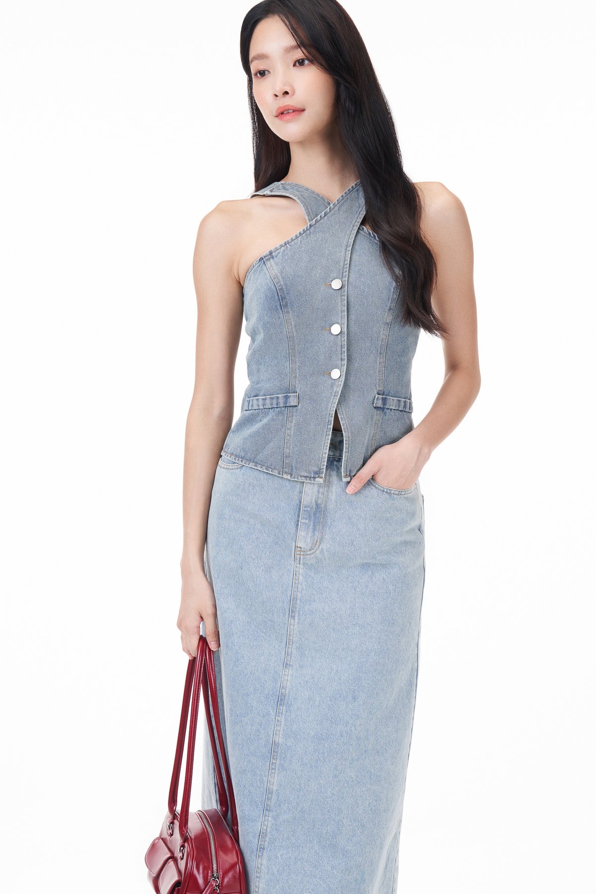 Cassan Denim Halter Top