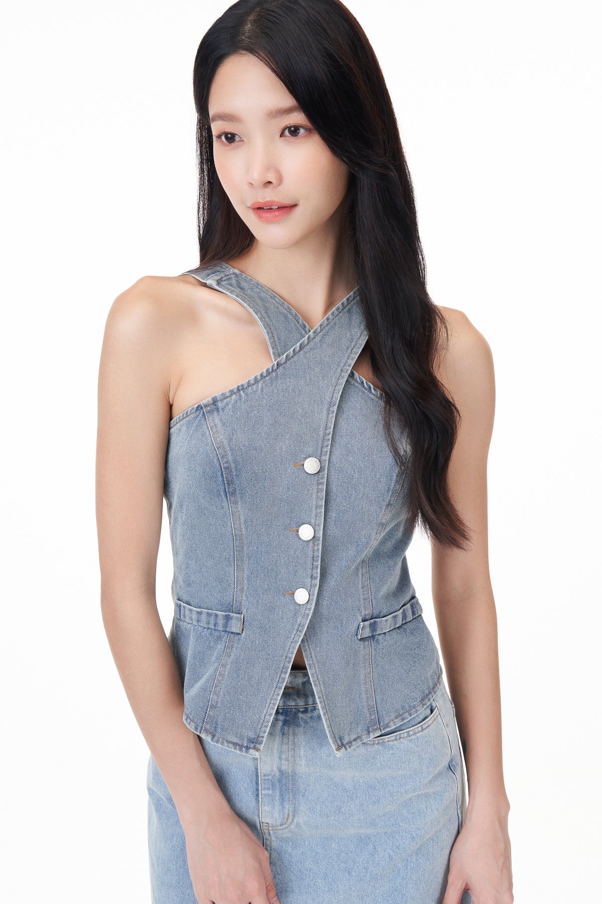 Cassan Denim Halter Top