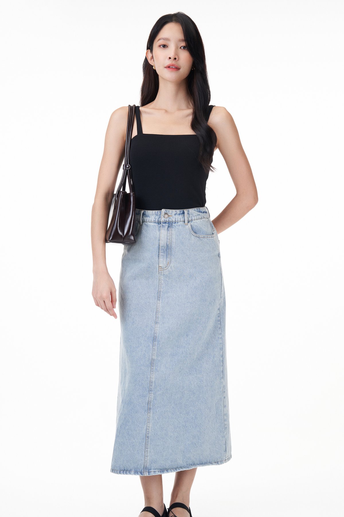 Rey Button Denim Skirt