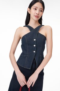 Cassan Denim Halter Top