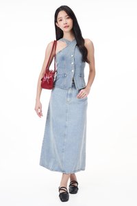 Cassan Denim Halter Top