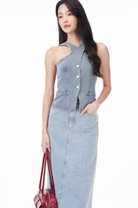Cassan Denim Halter Top
