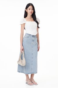 Rey Button Denim Skirt