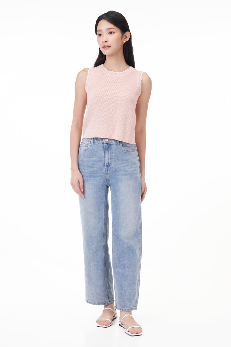 Zoe Scallop Trim Knit Top