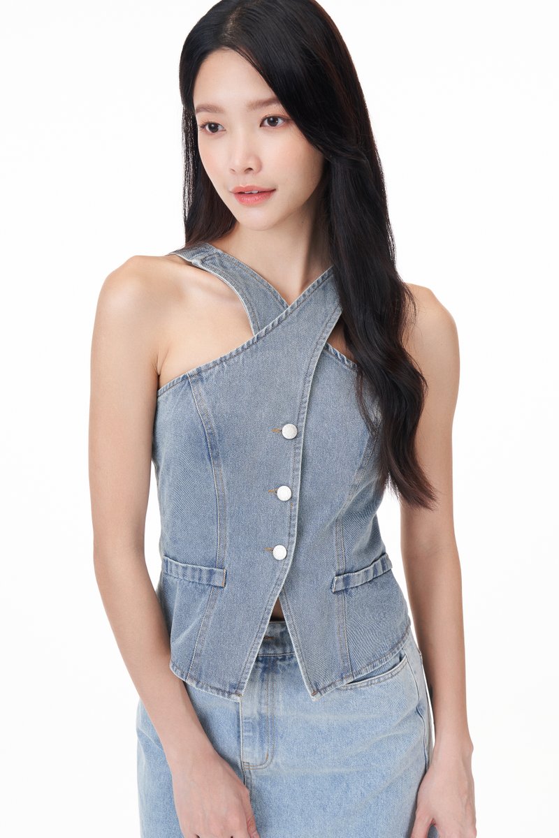Cassan Denim Halter Top