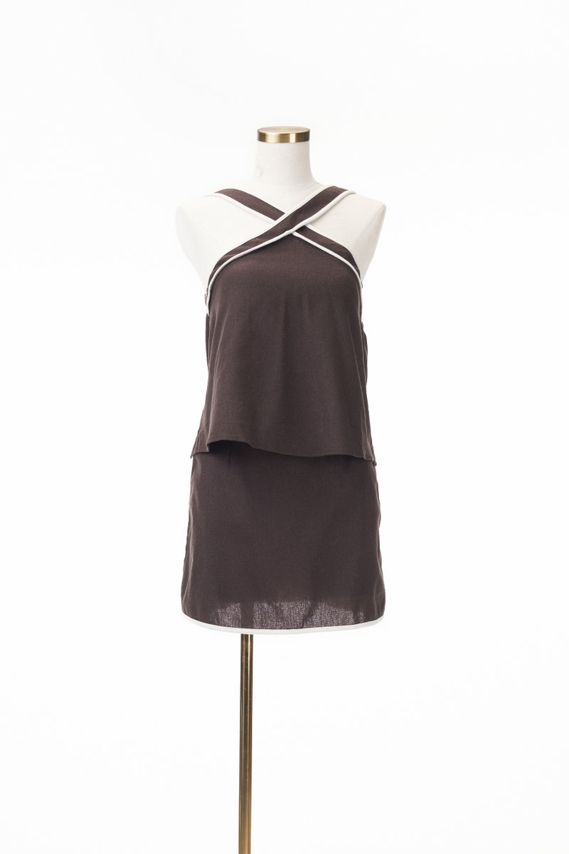 Cecile Contrast Trim Halter Top