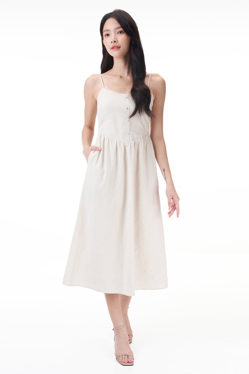 Leah Corset Padded Linen Dress