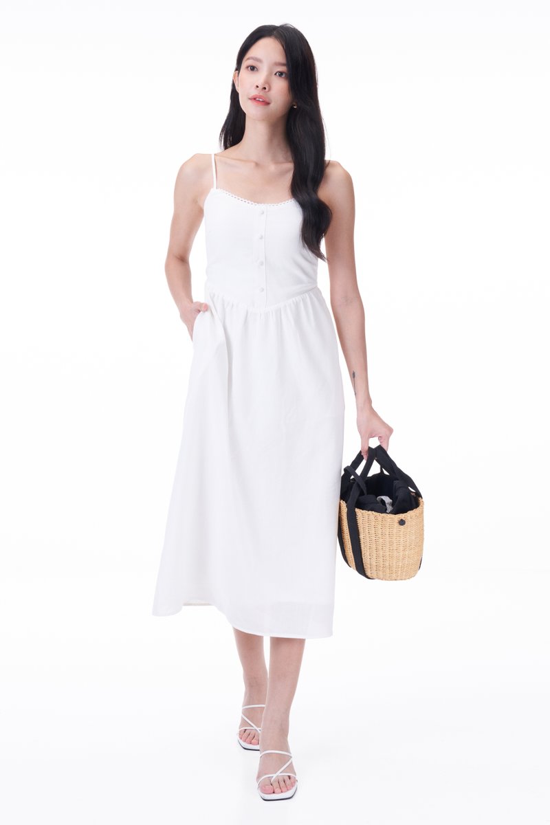 Leah Corset Padded Linen Dress