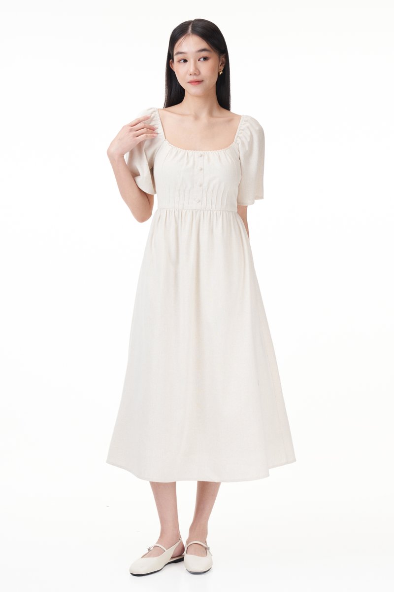 Leah Padded Linen Dress