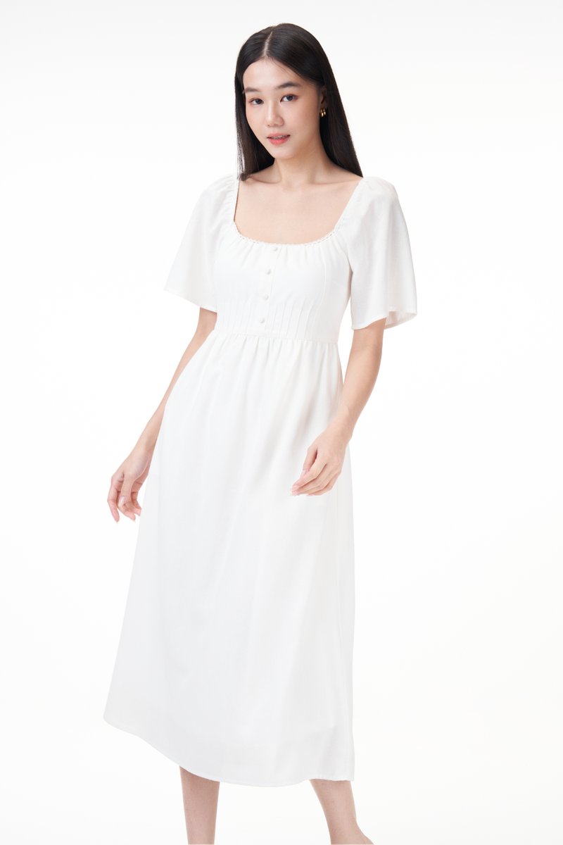 Leah Padded Linen Dress