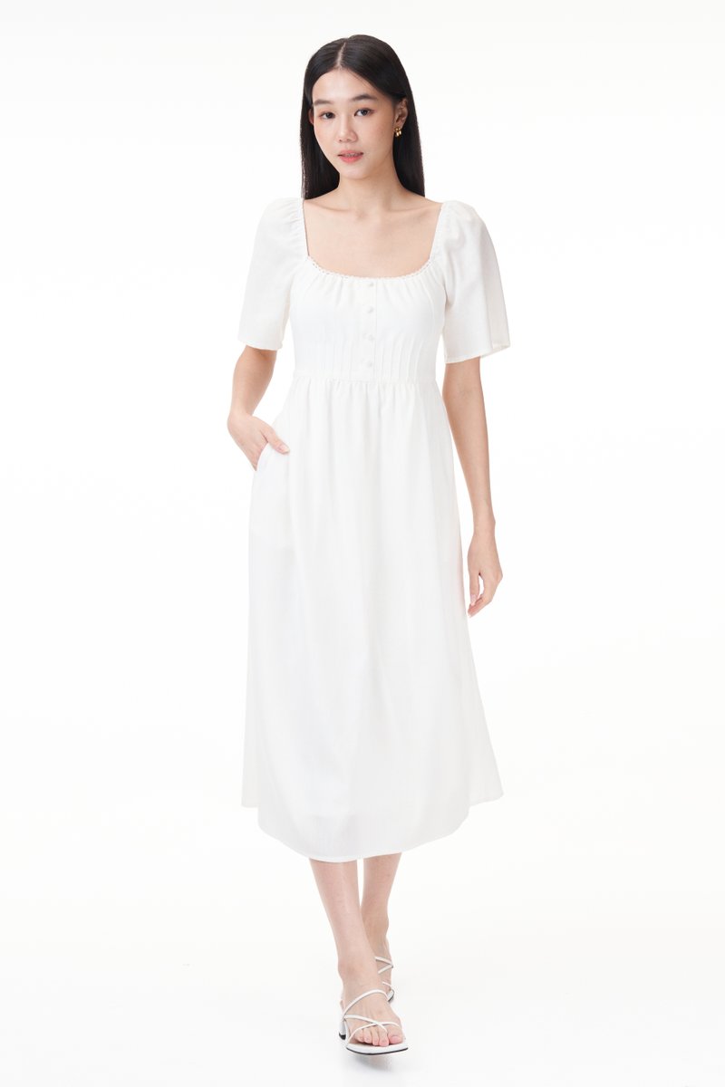 Leah Padded Linen Dress