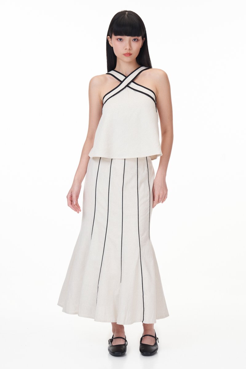 Cecile Contrast Trim Halter Top