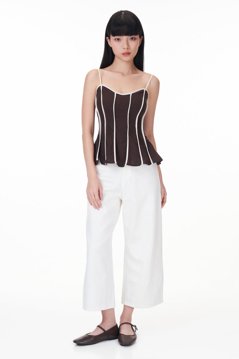Cecile Contrast Trim Padded Top
