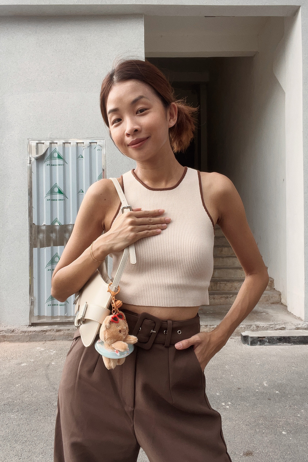 Adley Crop Contrast Knit Top