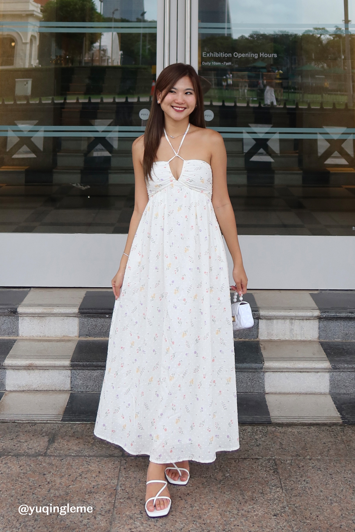 Dawn Padded Swiss Dot Halter Maxi Dress