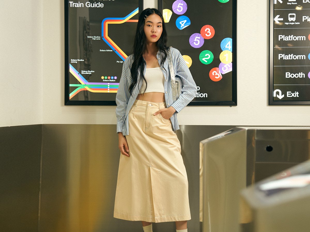 Kaden Contrast Trim Midi Skirt