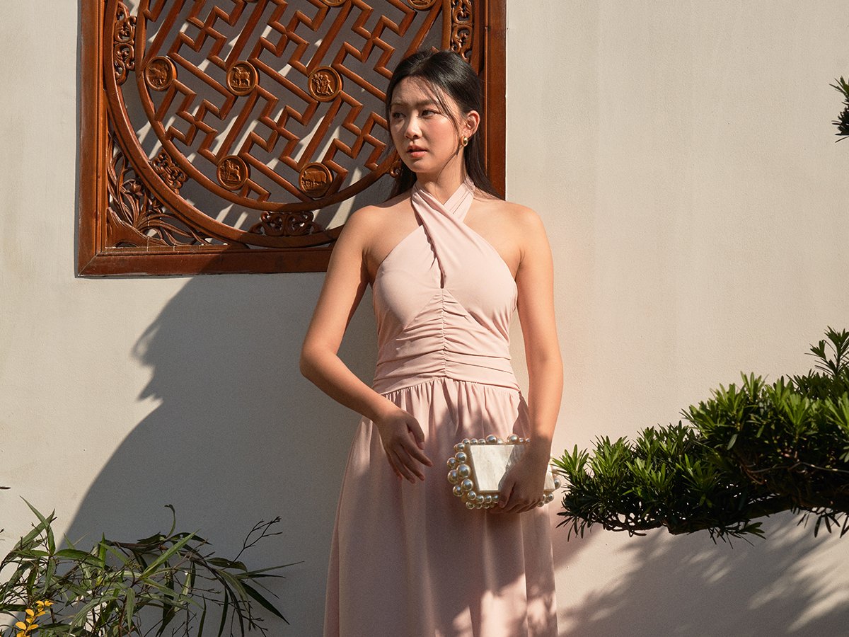Adalla Padded Halter Midi Dress