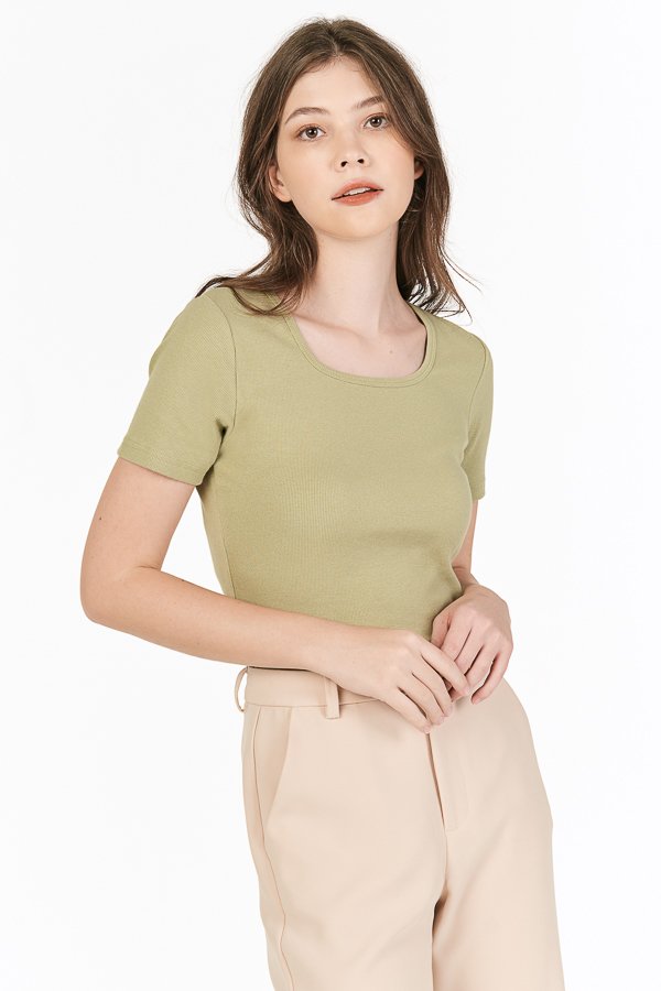 Levin Square Neck Top in Matcha