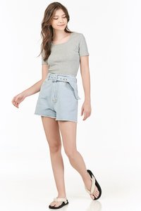 Levin Square Neck Top in Grey