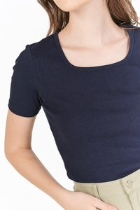 Levin Square Neck Top in Navy