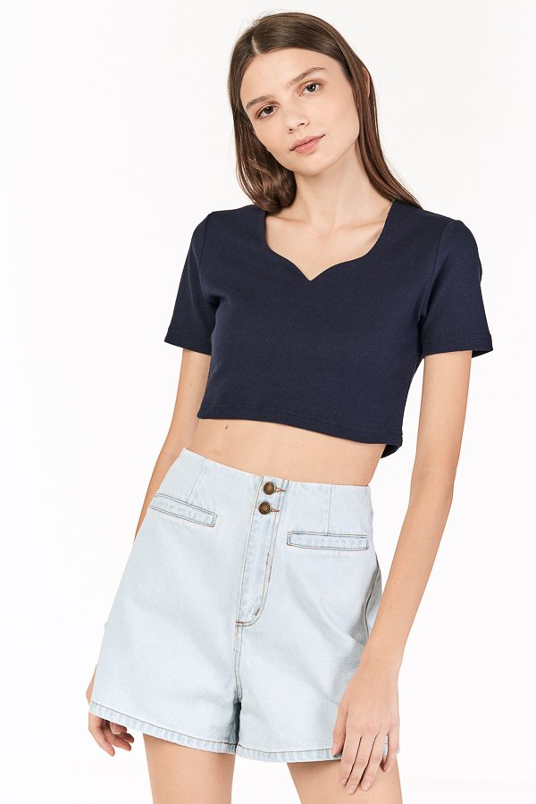 Tania Cropped Top in Navy