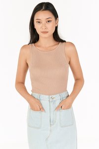 Renata Two Way Knitted Top in Nude