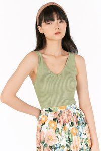 Renata Two Way Knitted Top in Sage