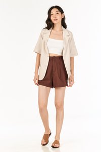 Collin Linen Shorts in Chocolate